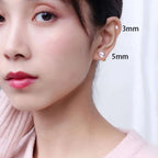 2PCS Stainless Steel Pearl Ear Studs Earrings Women Men 3-5mm