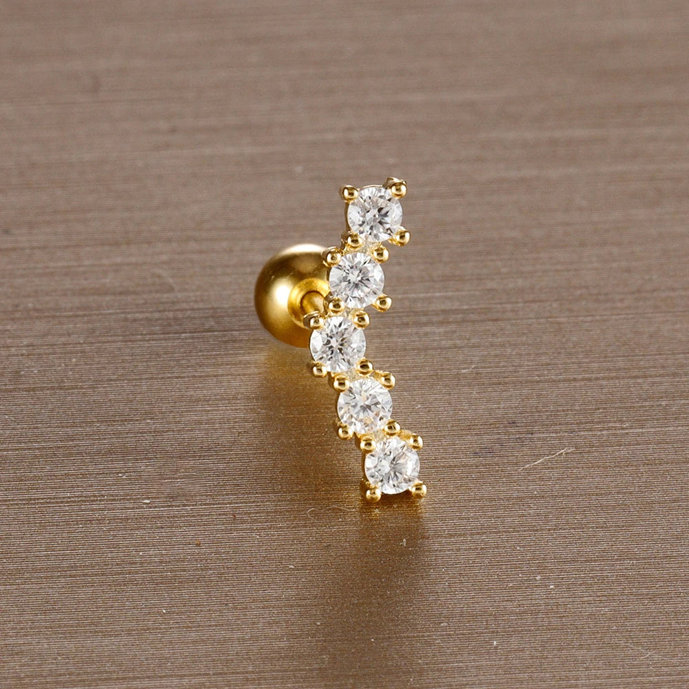 1PC 6 Styles Stainless Steel Mini Zircon Cartilage Piercing Stud