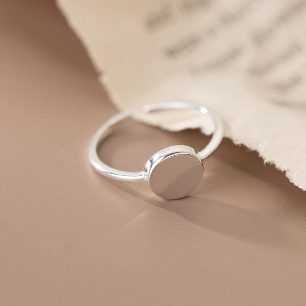 925 Sterling Silver Smooth Surface Round Open Ring Wedding Female Luxury Jewellery