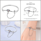 925 Silver 17-20CM Heart Pave Zirconia Original Bracelets Infinity Bracelet Fit DIY Charms Bead Birthday Jewelry Gifts Hot Sale