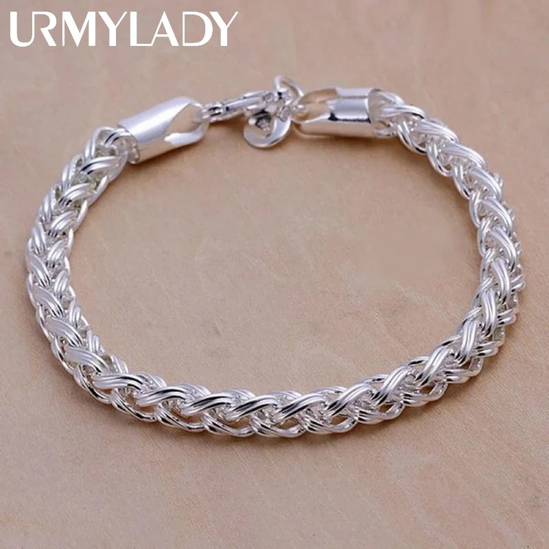 4mm 6mm Chain Bracelet 925 Sterling Silver Men Women High Quality Factory