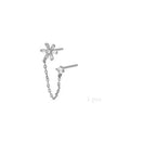 Fashion Stainless Steel Zirconia Chain Small Hoop Earrings Flower Pendant