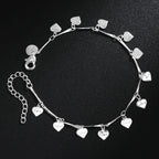 LOVE Heart Card Chain Bracelet 925 Sterling Silver Fashion Christmas Gift