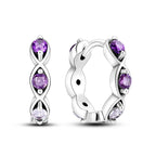 925 Sterling Silver Purple Inlaid Stone Versatile Hoop Earrings Birthday Gift