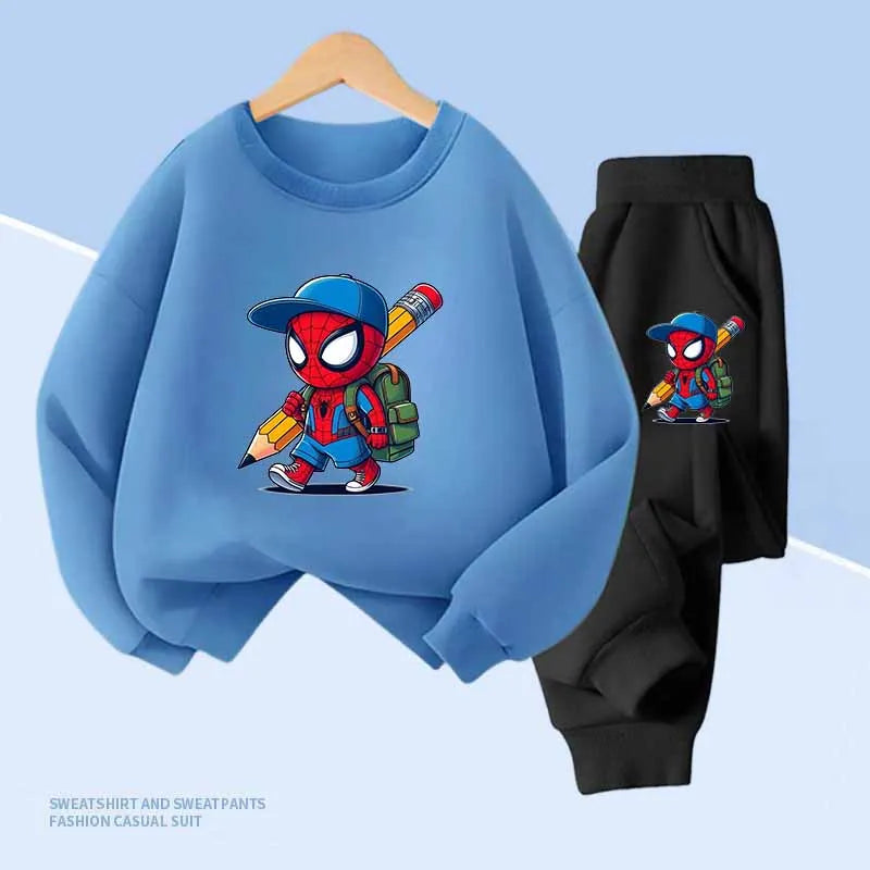 Spiderman Print Kids Hoodie & Pocket Long Pants 2pcs Sweatshirt Clothing Set