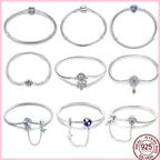 925 Silver 17-20CM Heart Pave Zirconia Original Bracelets Infinity Bracelet Fit DIY Charms Bead Birthday Jewelry Gifts Hot Sale