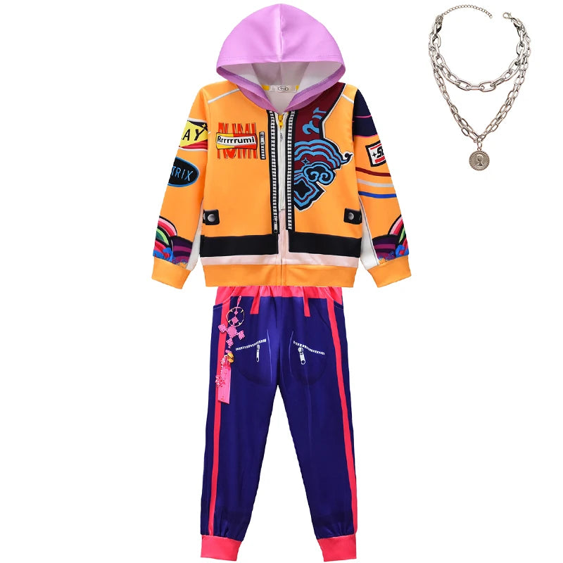 Kids Kpop Demon Hunter Hoodie and Pants Set Fashion Girls Casual Clothing