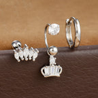 3pcs Stainless Steel Zircon Huggie Hoop Earrings Set Star Moon