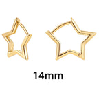 Fashion Stainless Steel Smooth Star Hoop Earrings Women Minimalist