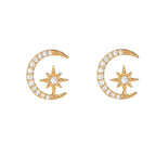 New Stainless Steel Cubic Zirconia Chain Hoop Earring Star Moon
