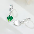925 Sterling Silver Fresh Green Leaf Drop Earrings Anniversary Trendy Gift