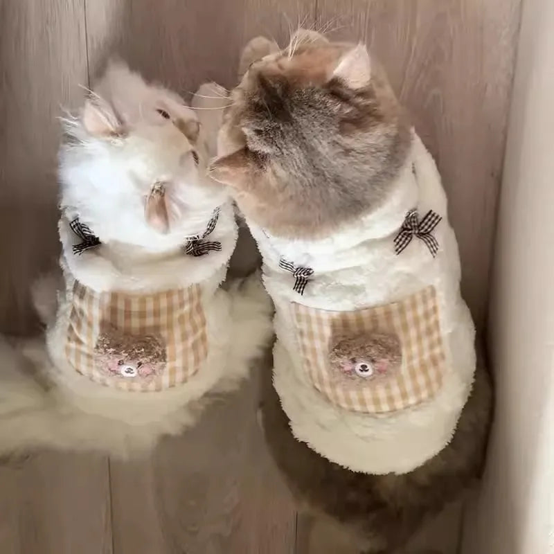 Cozy Plush Pet Vest Warm Fleece Sleeveless Coat Small Dog Cat Indoor Wear