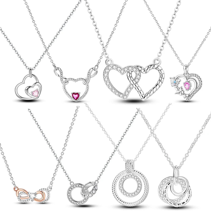 925 Sterling Silver Star Moon Pearl Double Buckle Necklace for Women
