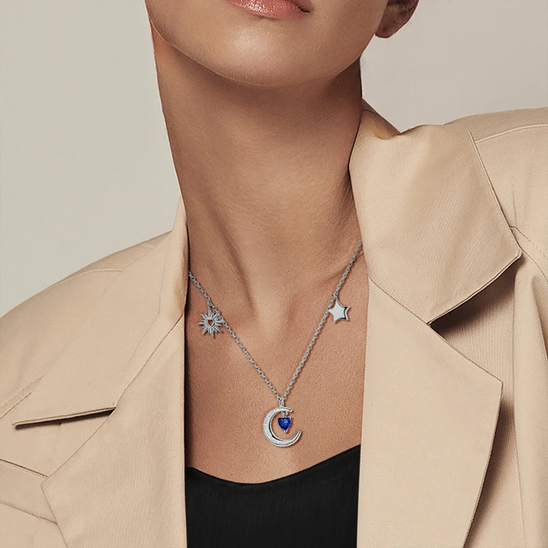 925 Sterling Silver Luminous Firefly Heart Shaped Zircon Pendant Necklace For Women Fashion Anniversary Birthday Jewelry Gifts