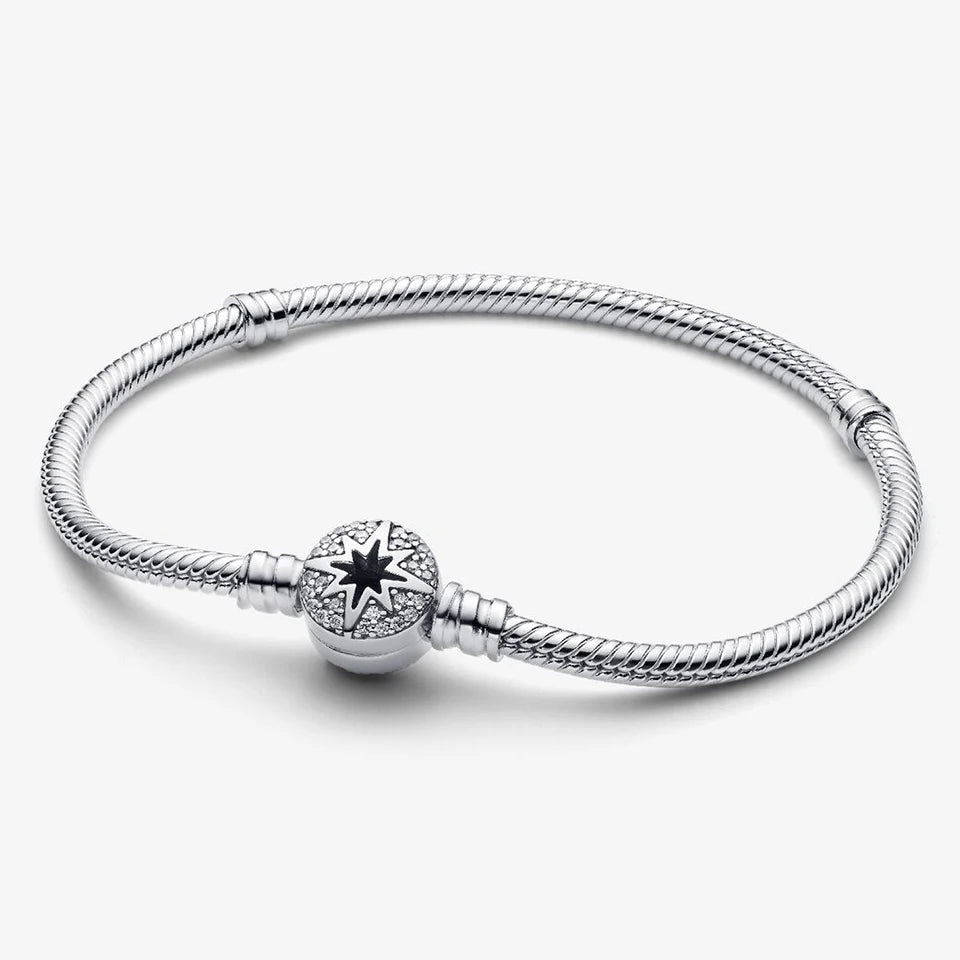New 925 Silver Sparkling Heart to Heart Double Loop Leather Rope Weaving Bracelet Fashion DIY Charm Exquisite Jewelry Gift
