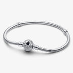 New 925 Silver Sparkling Heart to Heart Double Loop Leather Rope Weaving Bracelet Fashion DIY Charm Exquisite Jewelry Gift