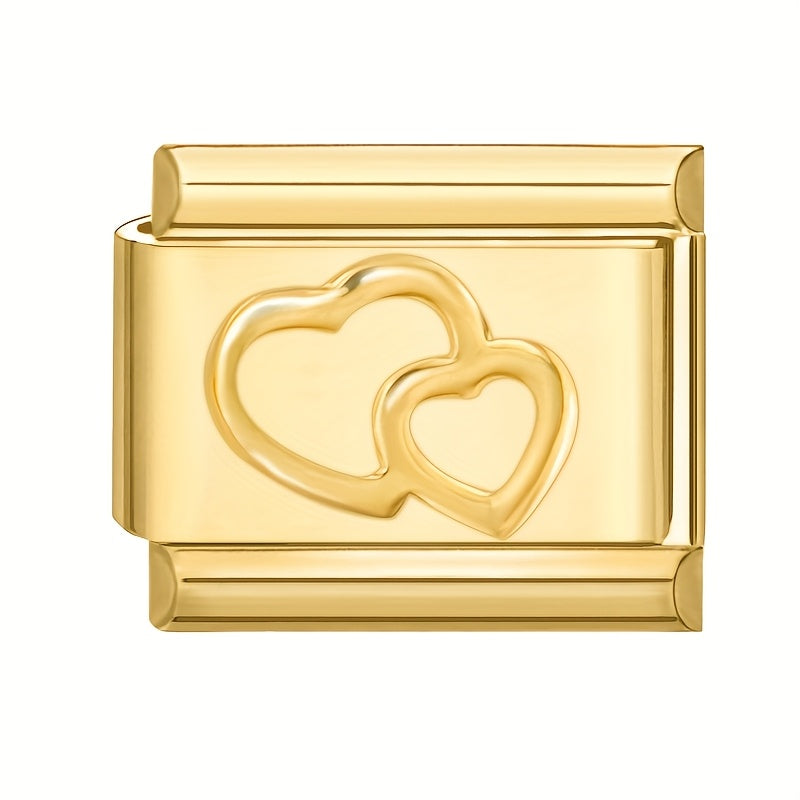 1pc Golden Jewelry Charm - Elegant Heart, Crown, Floral, Cat Paw, Italian Charm Bracelet/ Anklet/Keychain Module - for DIY Jewelry Making, Birthday/Anniversary Gifts - Compatible with Necklace, Bracelet, Anklet, Keychain - No