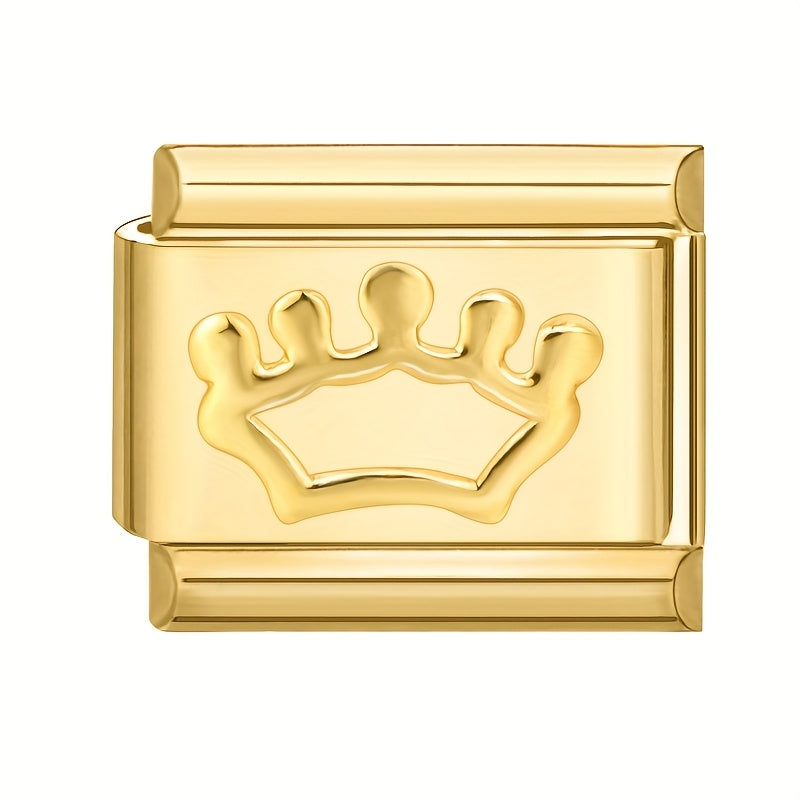1pc Golden Jewelry Charm - Elegant Heart, Crown, Floral, Cat Paw, Italian Charm Bracelet/ Anklet/Keychain Module - for DIY Jewelry Making, Birthday/Anniversary Gifts - Compatible with Necklace, Bracelet, Anklet, Keychain - No