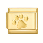 1pc Golden Jewelry Charm - Elegant Heart, Crown, Floral, Cat Paw, Italian Charm Bracelet/ Anklet/Keychain Module - for DIY Jewelry Making, Birthday/Anniversary Gifts - Compatible with Necklace, Bracelet, Anklet, Keychain - No