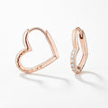Rose Gold Heart Hoop Earrings Real 925 Sterling Silver Romantic Gift